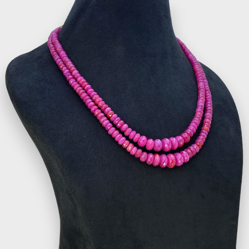 Ruby 5-11mm Faceted Rondelle A+ Beads Necklace - 181790