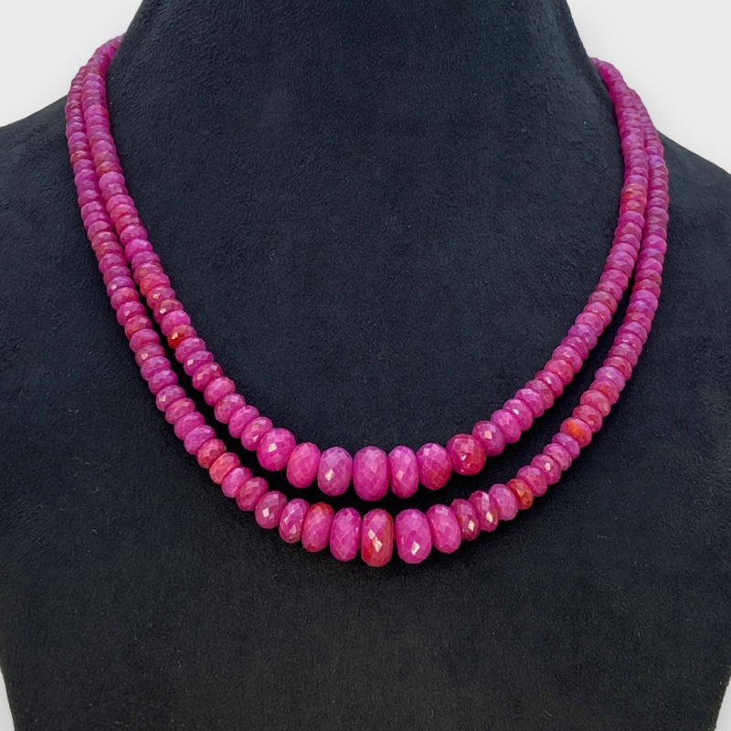 Ruby 5-11mm Faceted Rondelle A+ Beads Necklace - 181790