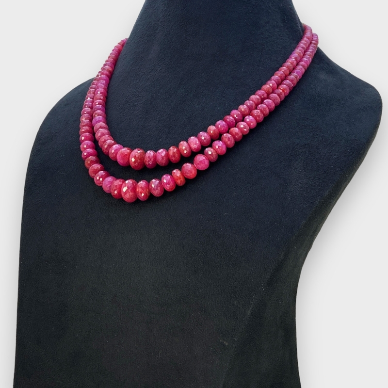 Ruby 4.5-12mm Faceted Rondelle A+ Beads Necklace - 181788
