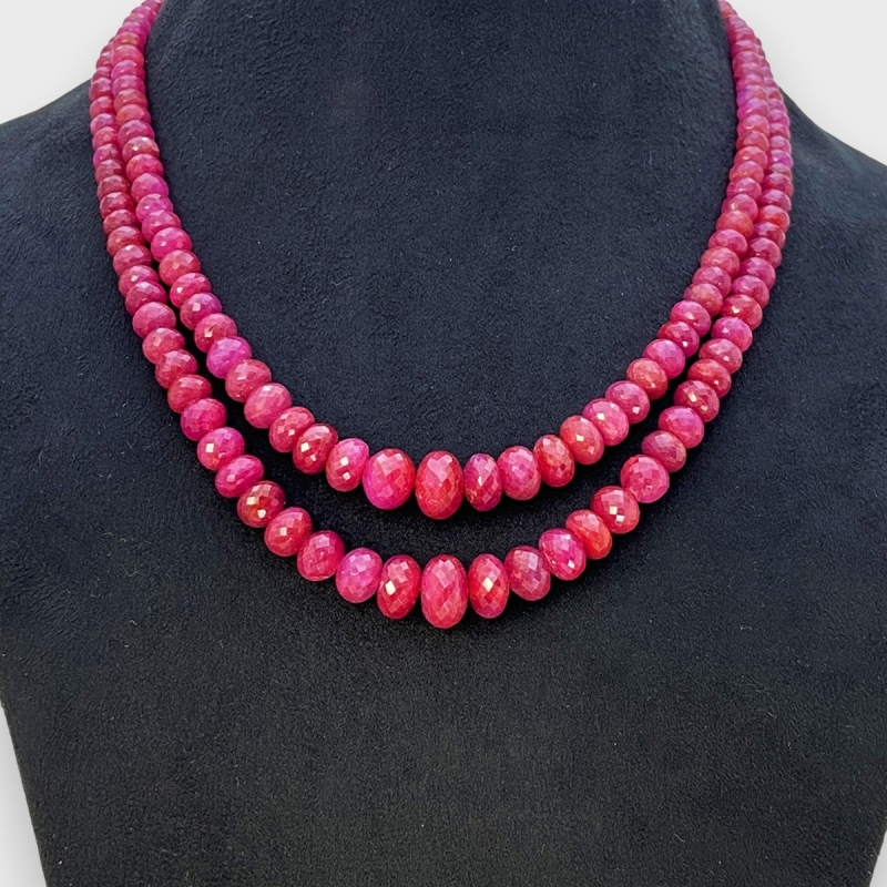 Ruby 4.5-12mm Faceted Rondelle A+ Beads Necklace - 181788