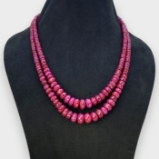 Ruby 5.5-12.5mm Faceted Rondelle Shape A+ Grade Beads Necklace - Total 2 Strands of 17-18 Inch.