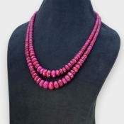 Ruby 5.5-12.5mm Faceted Rondelle A+ Beads Necklace - 181791