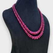Ruby 5.5-12.5mm Faceted Rondelle A+ Beads Necklace - 181791