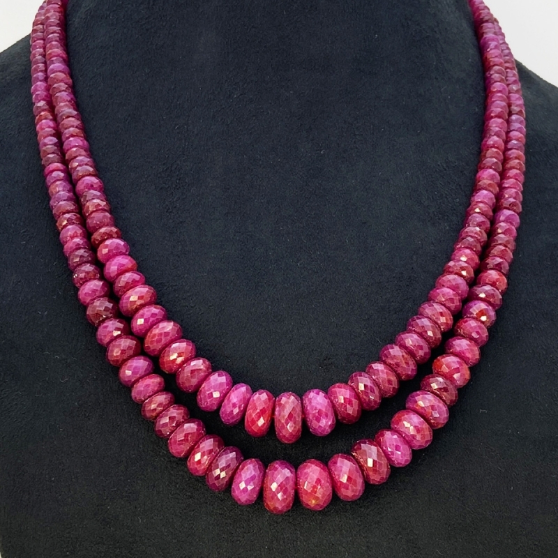 Ruby 5.5-12.5mm Faceted Rondelle A+ Beads Necklace - 181791