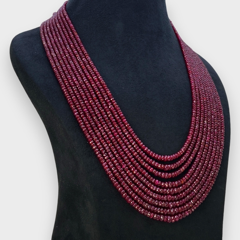 Ruby 3.5-6.5mm Faceted Rondelle AA+ Beads Necklace - 181797