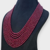 Ruby 3.5-6.5mm Faceted Rondelle AA+ Beads Necklace - 181797
