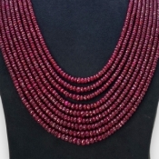 Ruby 3.5-6.5mm Faceted Rondelle AA+ Beads Necklace - 181797