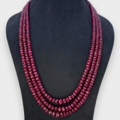 Ruby 5.5-9.5mm Faceted Rondelle Shape AA Grade Beads Necklace - Total 3 Strands of 21-24 Inch.