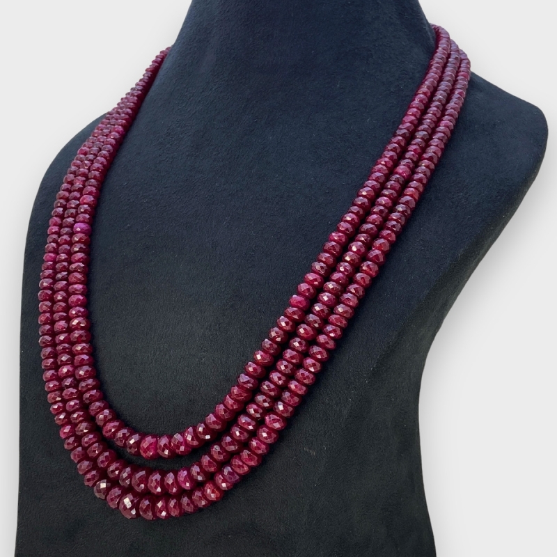 Ruby 5.5-9.5mm Faceted Rondelle AA Beads Necklace - 181789