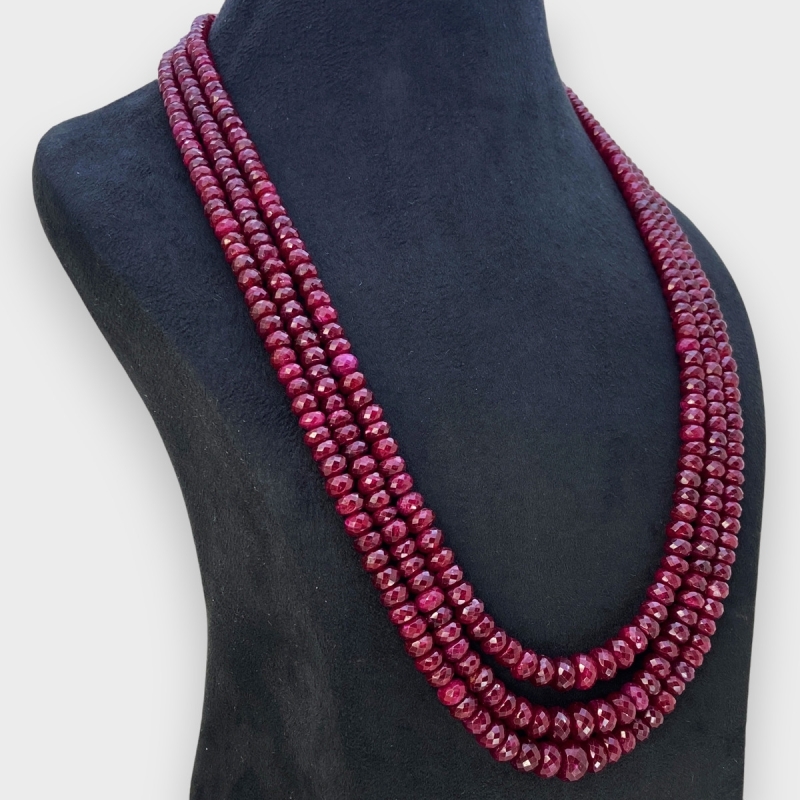 Ruby 5.5-9.5mm Faceted Rondelle AA Beads Necklace - 181789