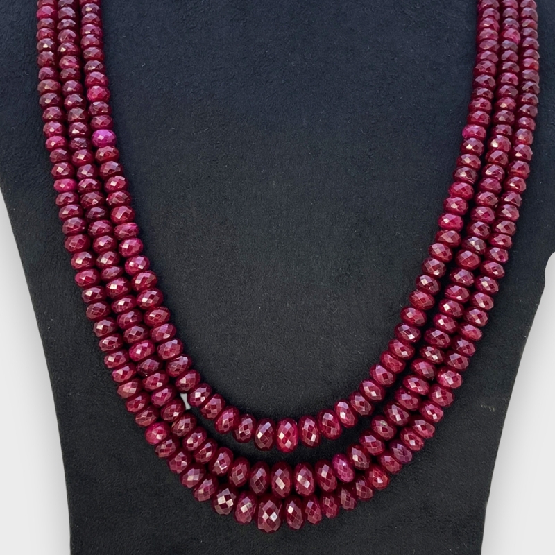 Ruby 5.5-9.5mm Faceted Rondelle AA Beads Necklace - 181789