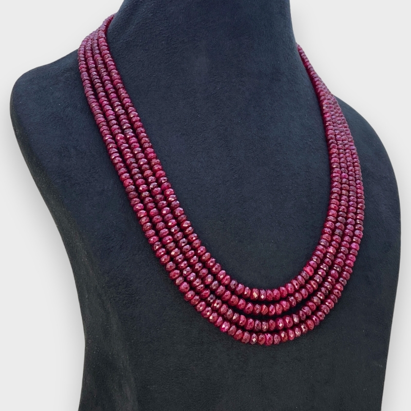 Ruby 4-6mm Faceted Rondelle AA Beads Necklace - 181796