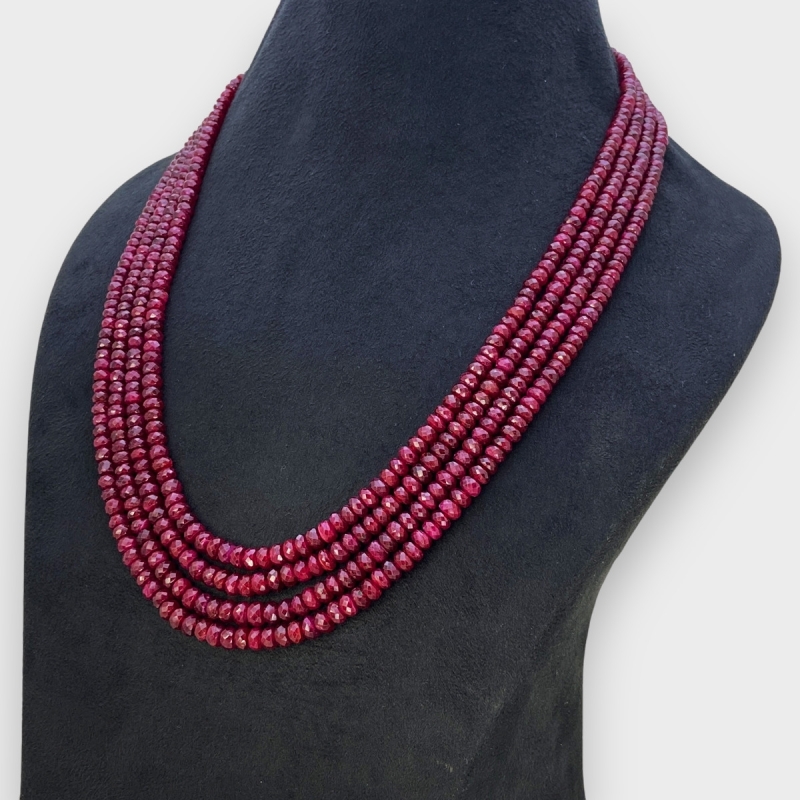 Ruby 4-6mm Faceted Rondelle AA Beads Necklace - 181796