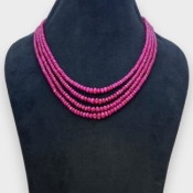 Ruby 3-6.5mm Faceted Rondelle Shape AA Grade Beads Necklace - Total 4 Strands of 14-16 Inch.