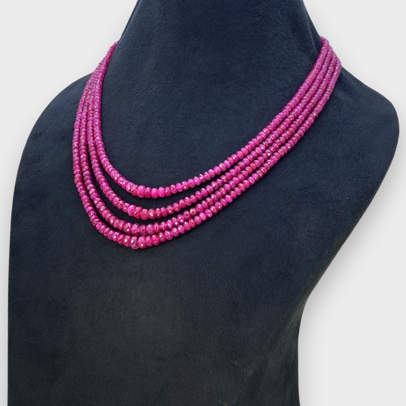 Ruby 3-6.5mm Faceted Rondelle AA Beads Necklace - 181794