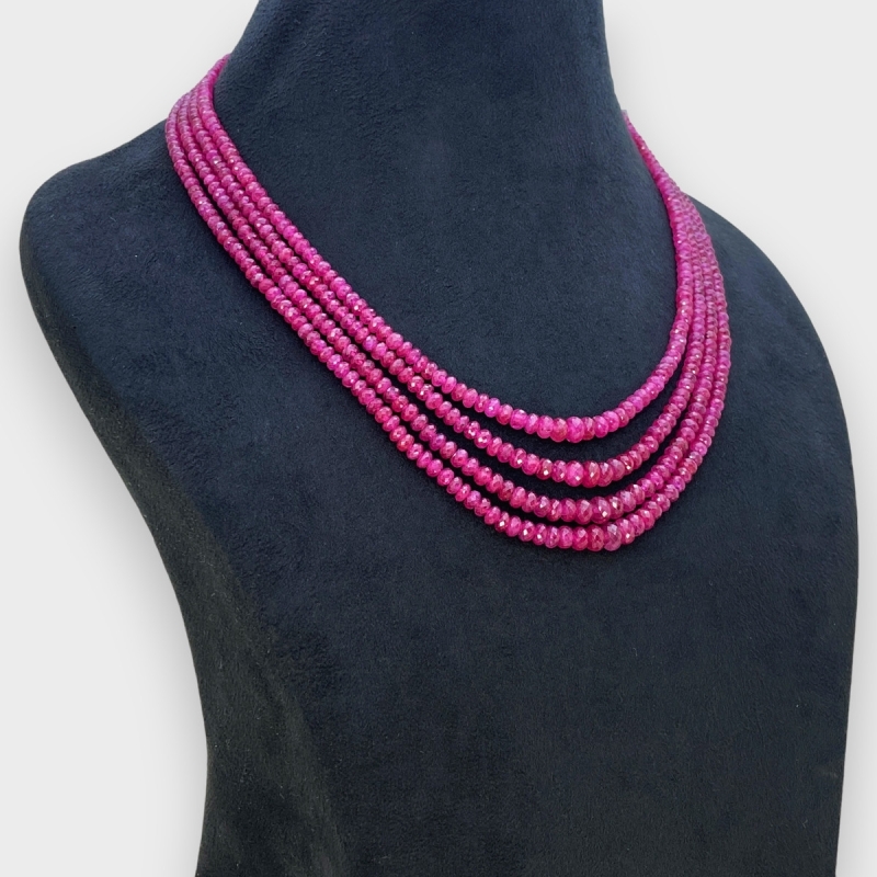 Ruby 3-6.5mm Faceted Rondelle AA Beads Necklace - 181794