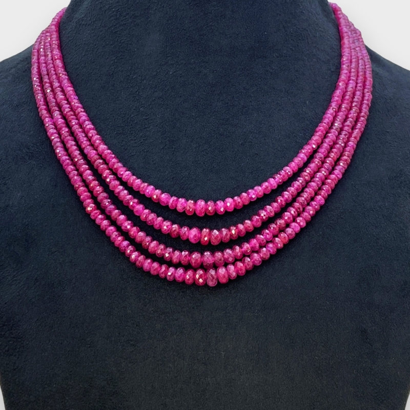 Ruby 3-6.5mm Faceted Rondelle AA Beads Necklace - 181794