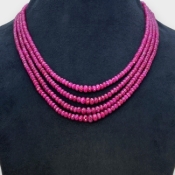Ruby 3-6.5mm Faceted Rondelle AA Beads Necklace - 181794