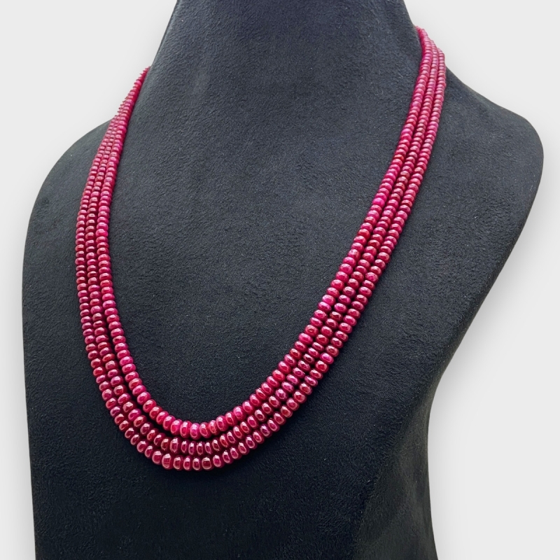 Ruby 3.5-6mm Smooth Rondelle AA Beads Necklace - 181802