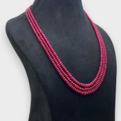 Ruby 3.5-6mm Smooth Rondelle AA Beads Necklace - 181802