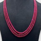 Ruby 3.5-6mm Smooth Rondelle AA Beads Necklace - 181802