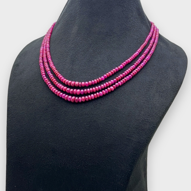 Ruby 3-5.5mm Smooth Rondelle A+ Beads Necklace - 181799