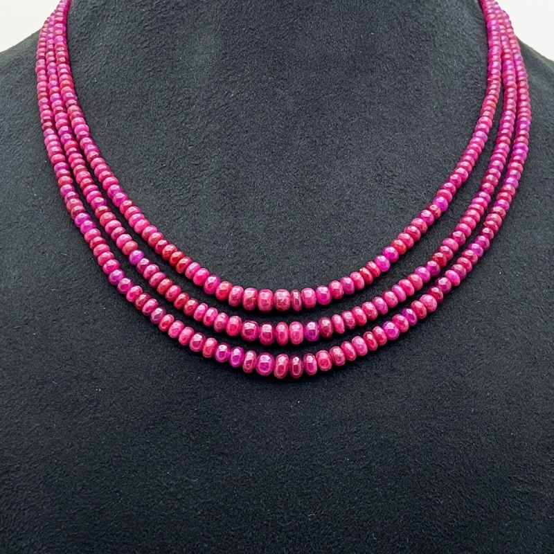 Ruby 3-5.5mm Smooth Rondelle A+ Beads Necklace - 181799