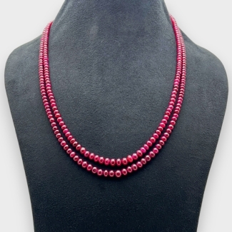 Ruby 4-6mm Smooth Rondelle Shape AA Grade Beads Necklace - Total 2 Strands of 18-19 Inch.
