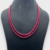 Ruby 4-6mm Smooth Rondelle Shape AA Grade Beads Necklace - Total 2 Strands of 18-19 Inch.
