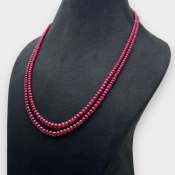 Ruby 4-6mm Smooth Rondelle AA Beads Necklace - 181801