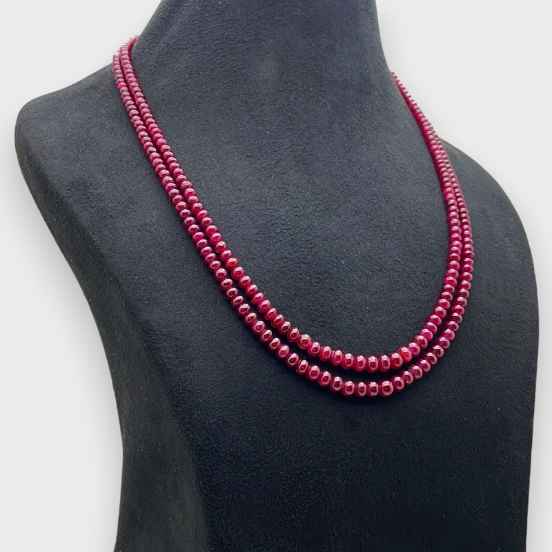 Ruby 4-6mm Smooth Rondelle AA Beads Necklace - 181801