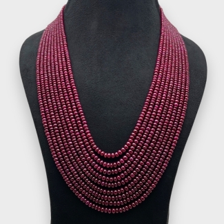 Ruby 3.5-5.5mm Smooth Rondelle Shape AA Grade Beads Necklace - Total 9 Strands of 17-23 Inch.