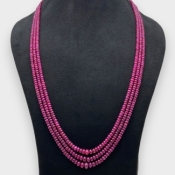 Ruby 3-7.5mm Smooth Rondelle Shape A Grade Beads Necklace - Total 3 Strands of 22-24 Inch.