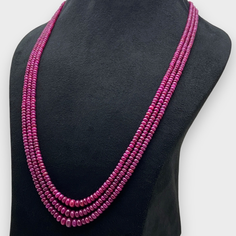 Ruby 3-7.5mm Smooth Rondelle A Beads Necklace - 181803