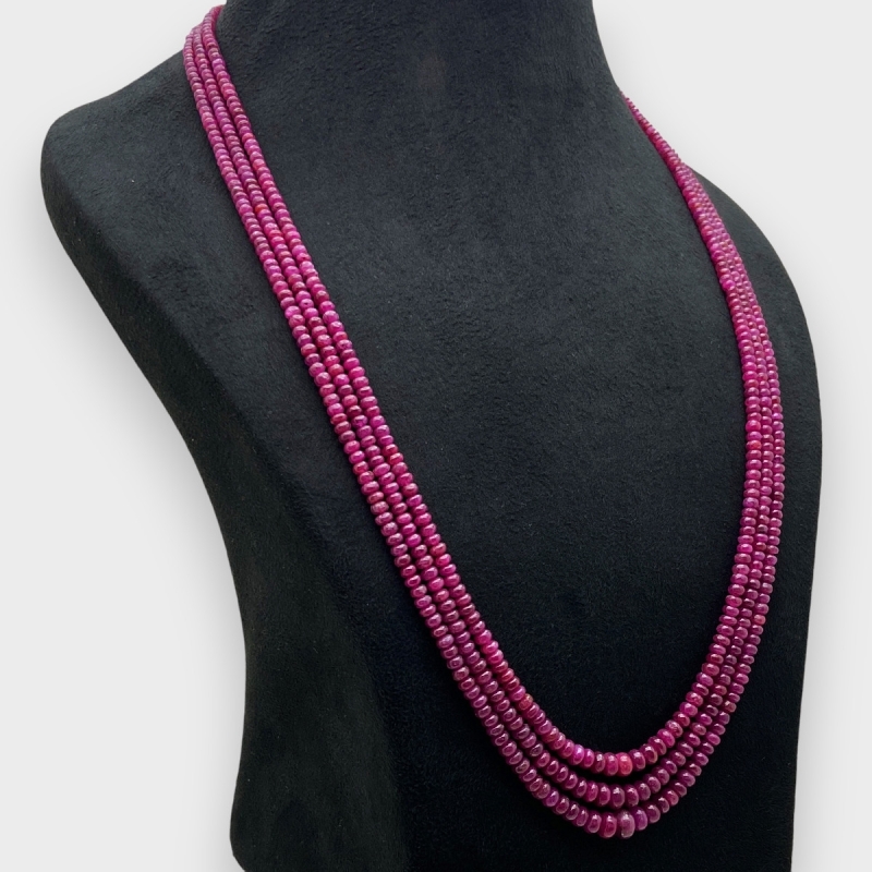 Ruby 3-7.5mm Smooth Rondelle A Beads Necklace - 181803