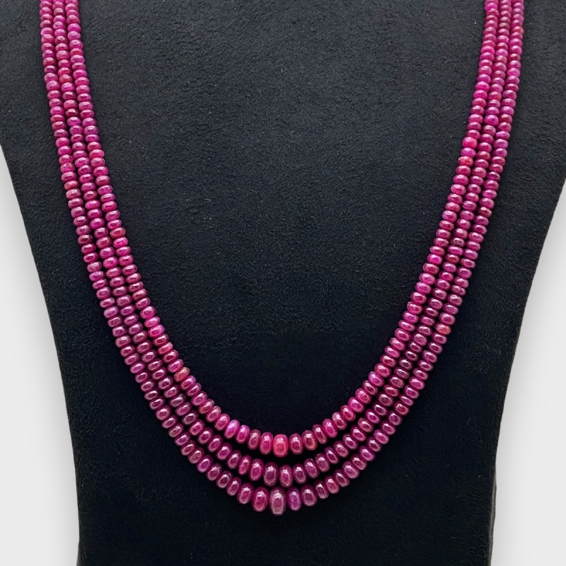 Ruby 3-7.5mm Smooth Rondelle A Beads Necklace - 181803