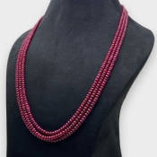 Ruby 3.5-5mm Smooth Rondelle AA Beads Necklace - 181800