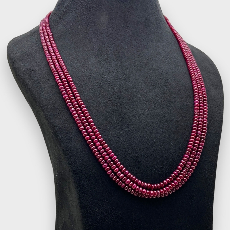 Ruby 3.5-5mm Smooth Rondelle AA Beads Necklace - 181800