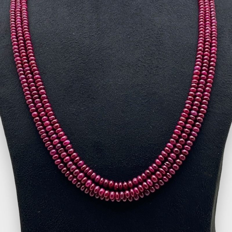Ruby 3.5-5mm Smooth Rondelle AA Beads Necklace - 181800