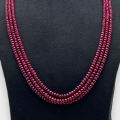 Ruby 3.5-5mm Smooth Rondelle AA Beads Necklace - 181800