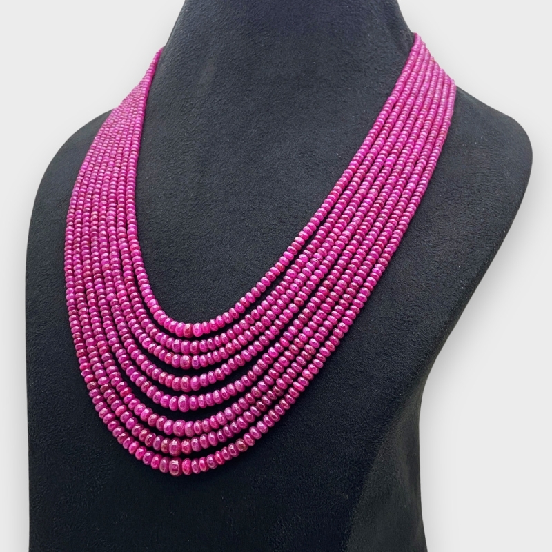 Ruby 3-6mm Smooth Rondelle A+ Beads Necklace - 181804