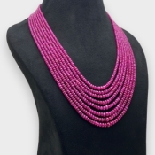 Ruby 3-6mm Smooth Rondelle A+ Beads Necklace - 181804