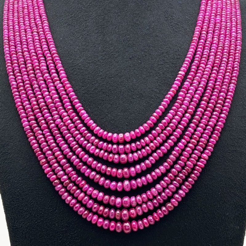 Ruby 3-6mm Smooth Rondelle A+ Beads Necklace - 181804