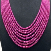 Ruby 3-6mm Smooth Rondelle A+ Beads Necklace - 181804