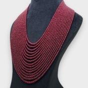 Ruby 3-5.5mm Smooth Rondelle AA Beads Necklace - 181806