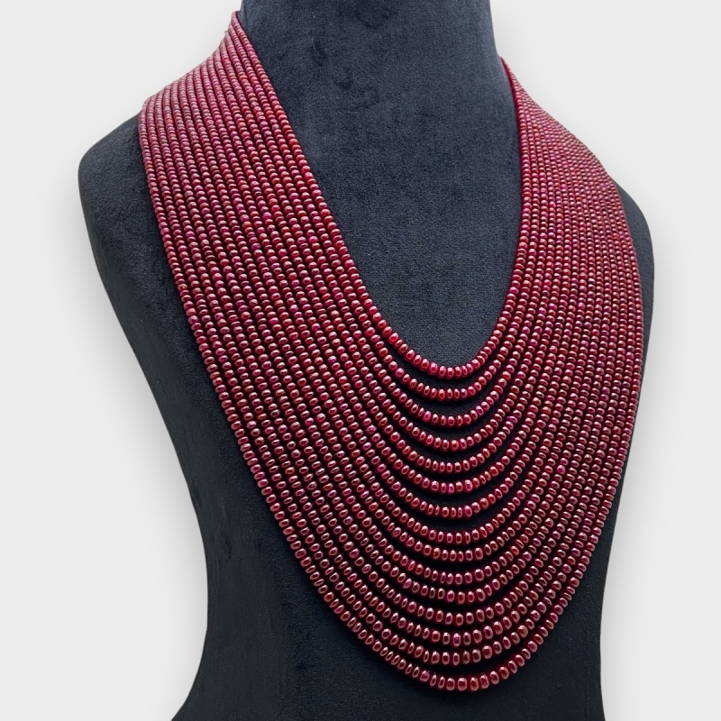 Ruby 3-5.5mm Smooth Rondelle AA Beads Necklace - 181806
