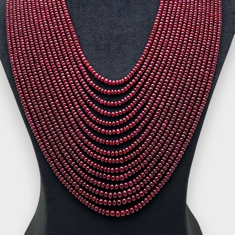 Ruby 3-5.5mm Smooth Rondelle AA Beads Necklace - 181806