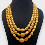 Yellow Sapphire 8-22mm Smooth Nugget Shape A+ Grade Beads Necklace - Total 3 Strands of 15-18 Inch.