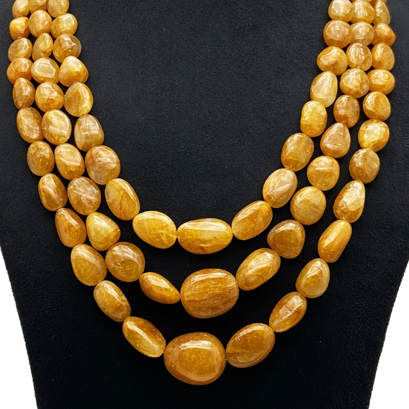 Yellow Sapphire 8-22mm Smooth Nugget A+ Beads Necklace - 181825