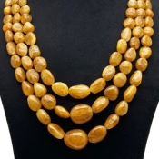Yellow Sapphire 8-22mm Smooth Nugget A+ Beads Necklace - 181825